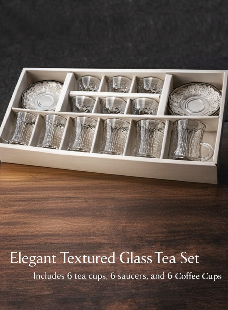 Smart Kitchen Luxury 18-Piece Tea and Coffee Cup Set with Saucers – Elegant Frosted Design with Creative Half-Ear Handle - Image 3